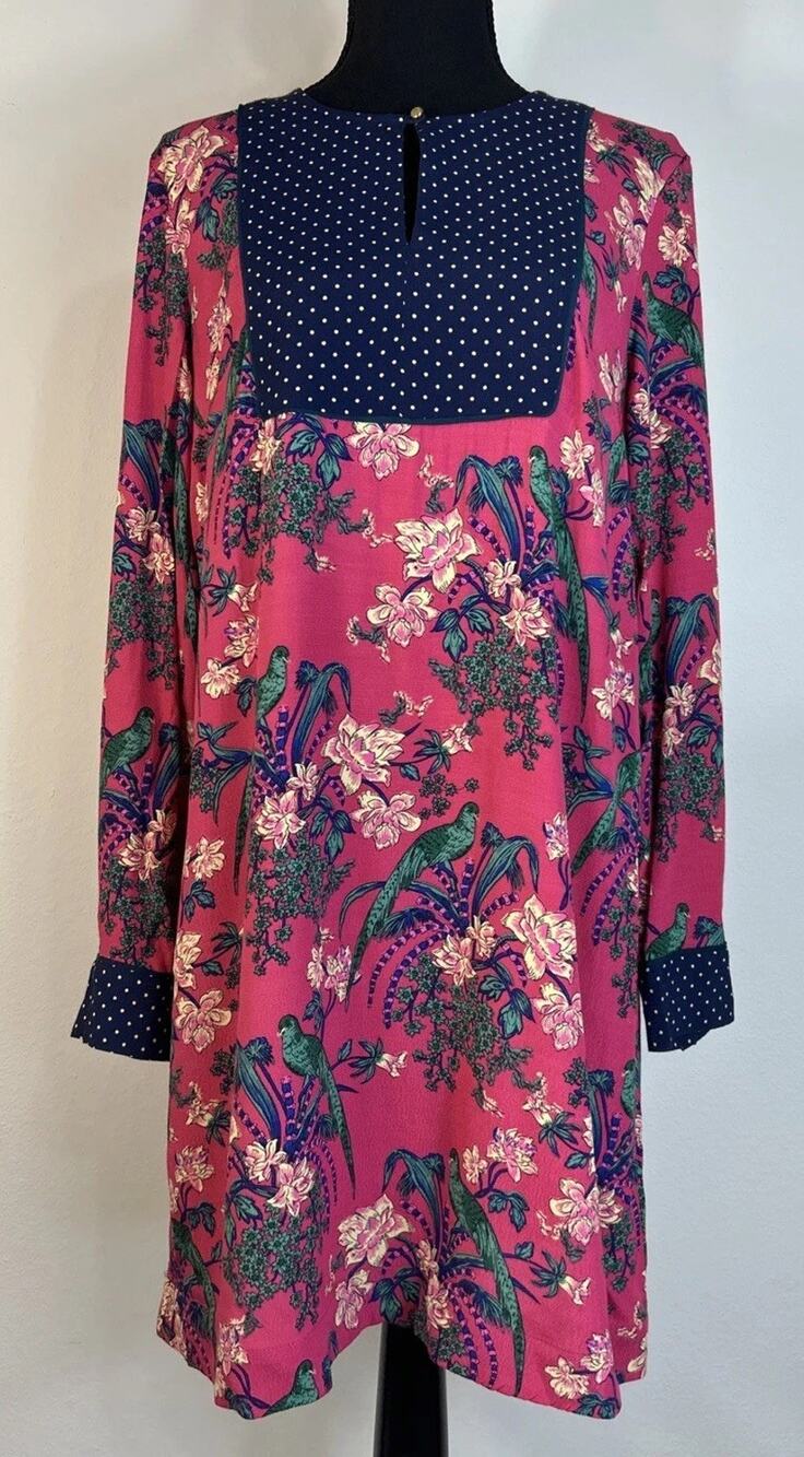 Maeve Anthropologie Birds of Paradise Floral Mini Dress Size 10 Boho